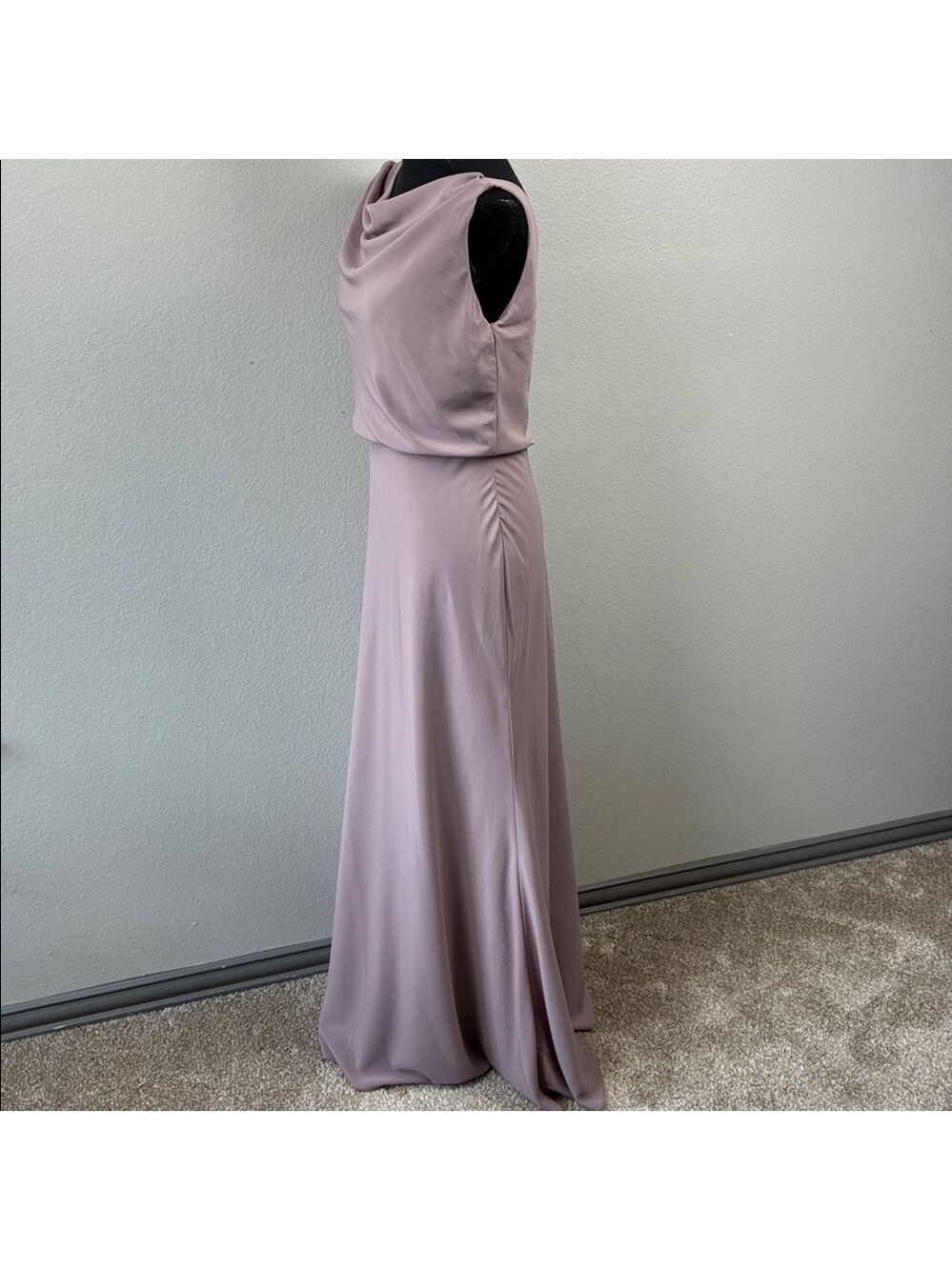Jenny Yoo Madelyn Long Gown Sleeveless Cowl Neck Deep V Back Lavender Dress 10 - Picture 8 of 10